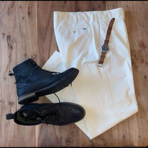 White/Cream Stretch Classic Fit Mens Pants